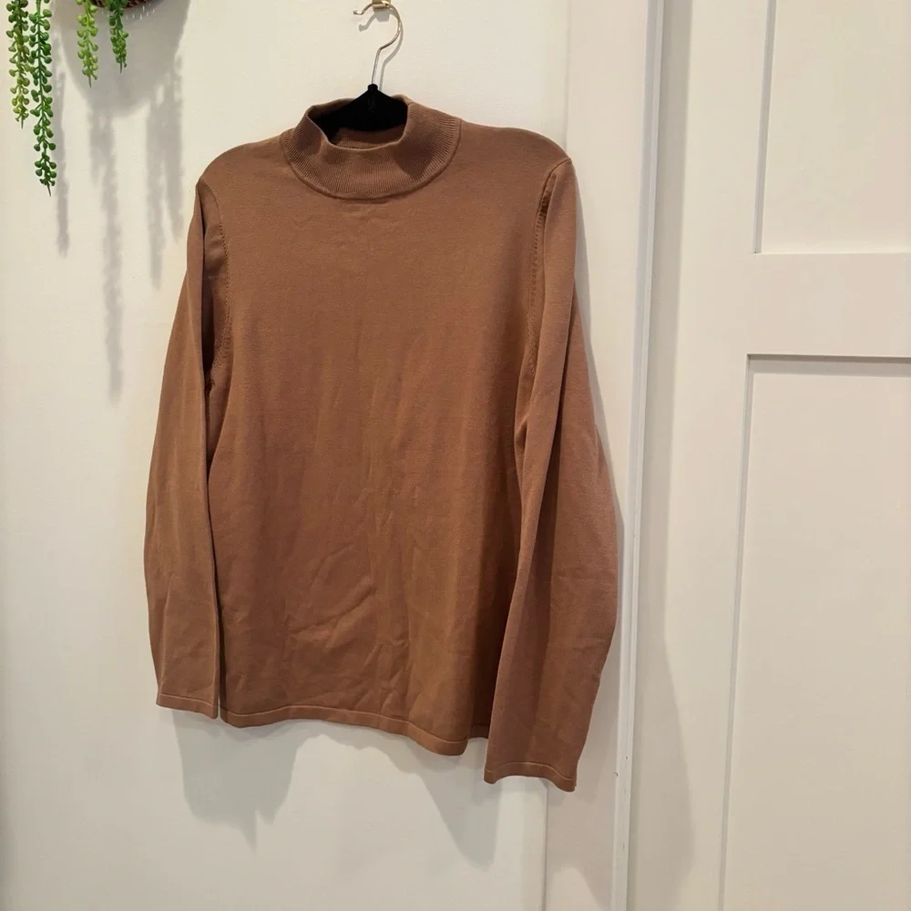 Pendleton Womens Camel Mockneck Sweater Size XL RN#29685 49% Silk